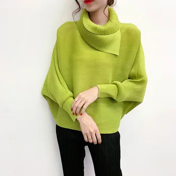 

Aulead 2019 New Scarf Collar Batwing Sleeves Pullover Twice Pleated Thickness Loose Autumn and Winter Sweatshirt Streetwear 50c