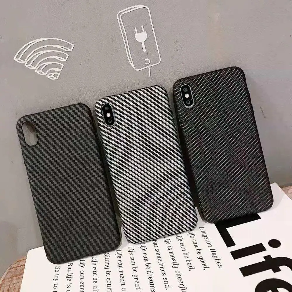 Ультратонкий Мягкий чехол из углеродного волокна для телефона ТПУ iPhone 8 7 6 6s Plus X XS