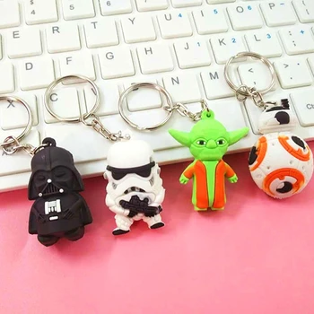 

FREE shipping by FEDEX 100pcs/lot Cheap Soft Silicone Star Wars Keychains Master Yoda Key Chains Star Wars Keyrings
