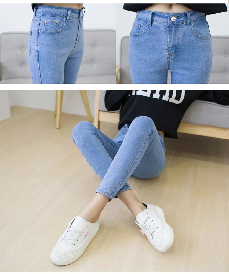 Gplus, корейский стиль, женские джинсы, Большой размер, черные, с высокой талией, обтягивающие джинсы, для женщин, плюс размер, джинсы, узкие брюки, Vaqueros Mujer, C9572