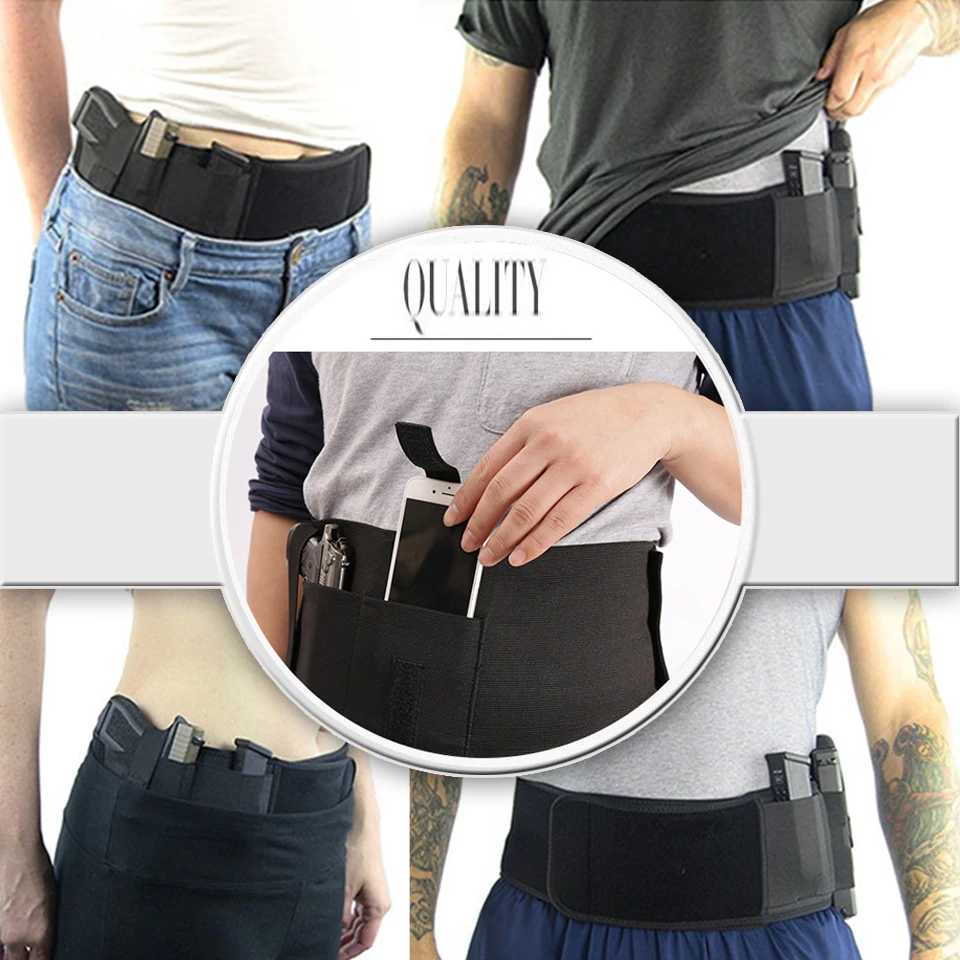 

37inch Tactical Belly Band Holster Concealed Carry Pistol Gun Pouch Waist Bag Invisible Elastic Girdle Belt for Outdoor Hunting