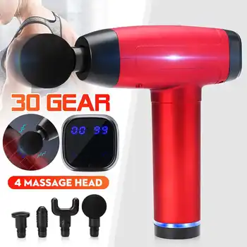 

30 Gear Therapy Massage Guns LED Digital Muscle Massager Pain Relax with 4 Heads 3000mAh Battery Speed 4500r/min Massager