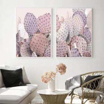 

Small Pure And Fresh Purple Cactus Nordic Modern Style Posters Canvas Pictures For Living Room Decorative Painting Unframed
