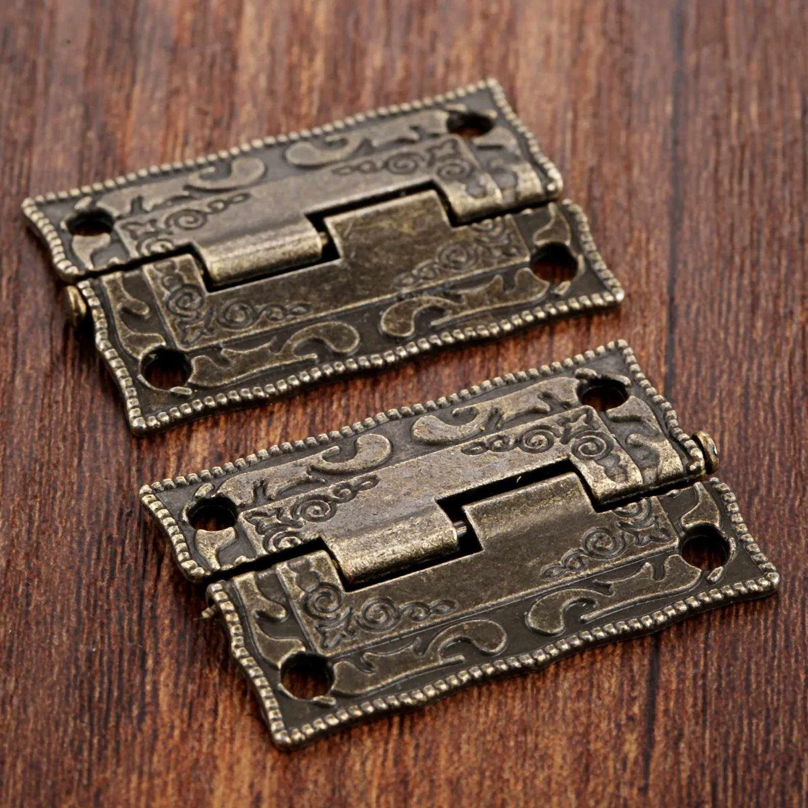 2pcs Antique Bronze Hinges Cabinet Door Drawer Decorative Mini Hinge for Storage Wooden Box Furniture Hardware 35*23mm