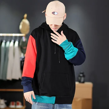 

2020 Casual New Men'S Patchwork Hip HOP Hoodies Sweatshirts Streetwear One Piece Brand Black Grey