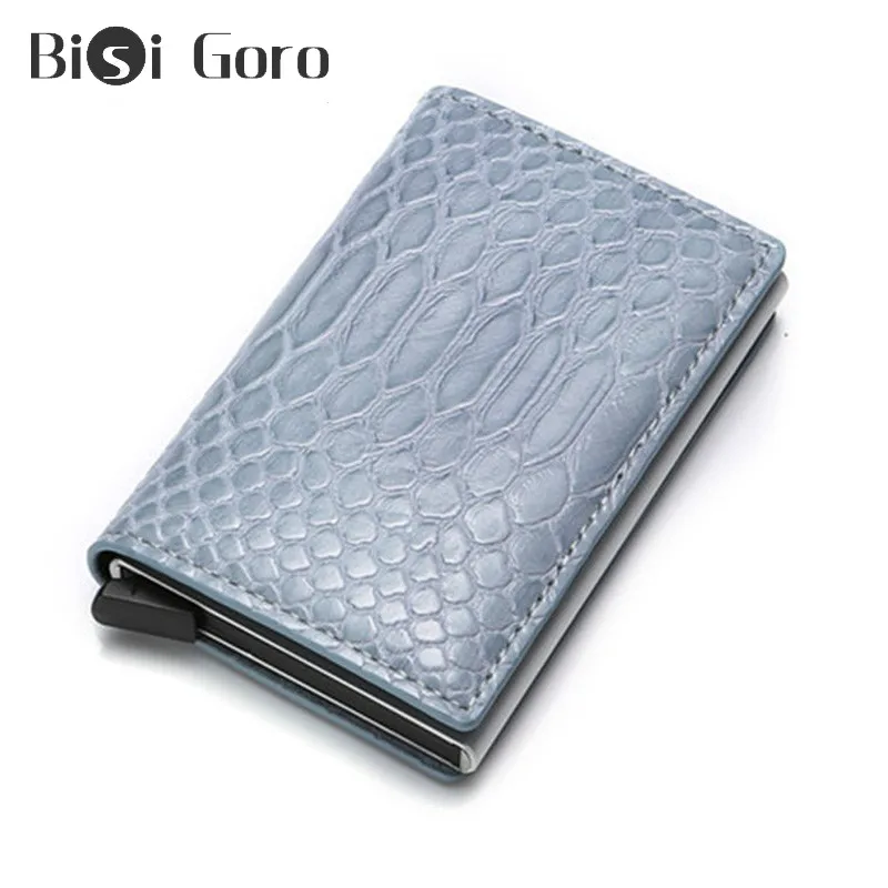 

BISI GORO RFID Smart Wallet Small Money Bag High Quality PU Leather Suitcase Mini Wallet Aluminum Box Slim Business ID Card Case