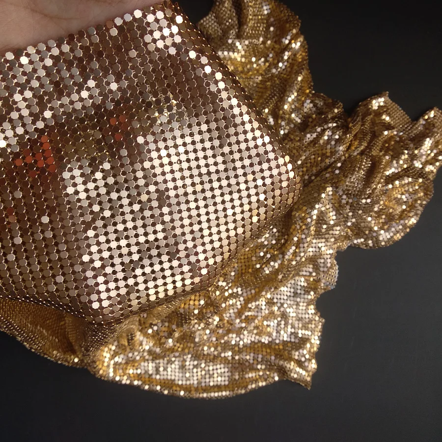 

2 Kinds Fashion Gold Metal Mesh Fabric Sequin Metallic Cloth for home decoration DIY Sewing Bling Dress,Bags ,Earring,Curtains