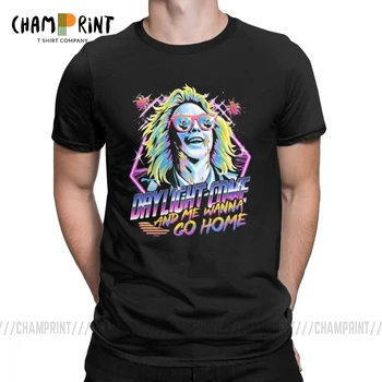 

Men's T-Shirt 80s Nostalgia Vaporwave Vintage Cotton Tees Short Sleeve Beetlejuice Horror Movie T Shirt Crewneck Clothes Graphic