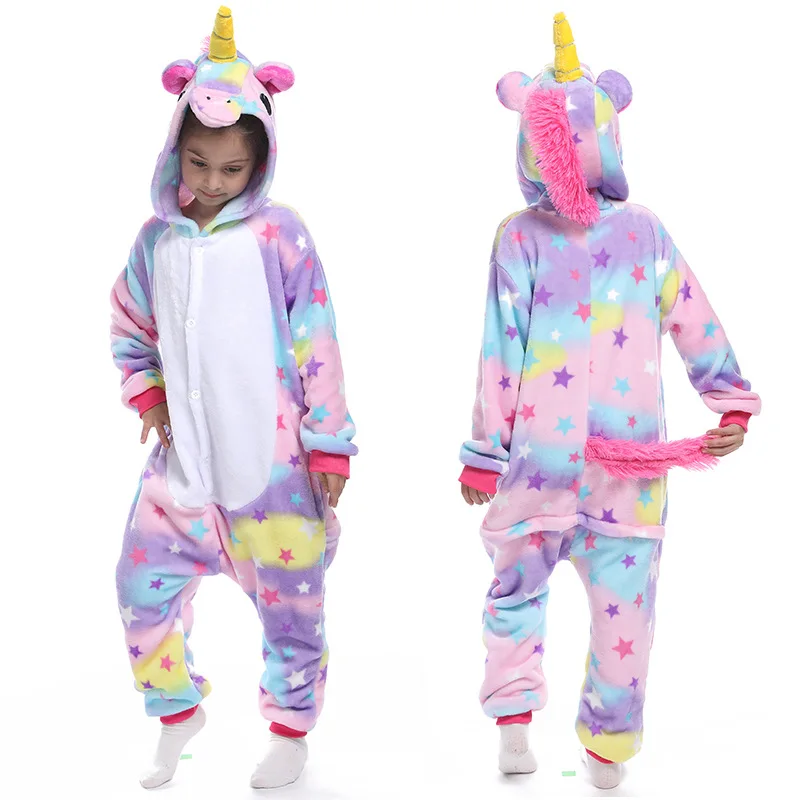Autumn Stitch Kids Pajamas Unicorn Pajamas For Children Animal Cartoon Blanket Baby Costume Winter Boys Girls Licorne onepiece