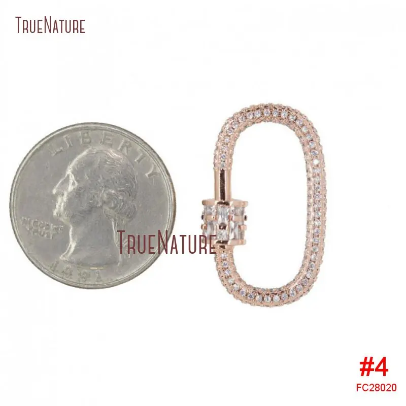 Инкрустация кубическим цирконием застежка CZ Micro Pave Oval винтовая застежка замок карабин проложить замок 11x25 мм FC28016