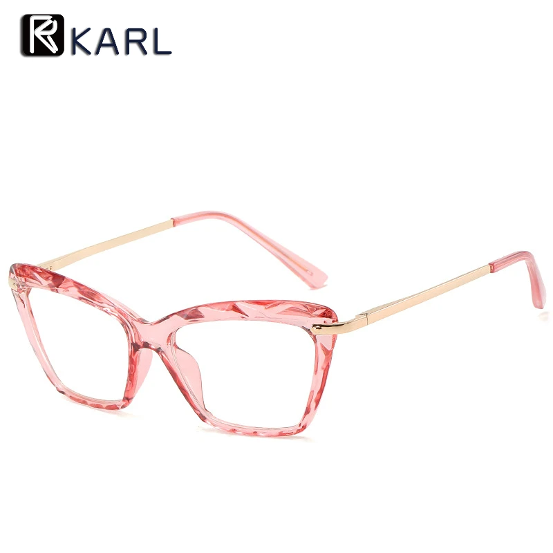 PINK 02 Карл бренд очки оправа для женщин оптическая оправа Ретро кошачий глаз прозрачные очки TR90 глаз очки оправы оптика - Цвет оправы: PINK 02