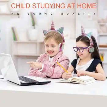 

Kids Gift Cute Unicorn Wired Headphone With Microphone Girls Daugther Music Stereo Earphone Computer Mobile Phone Gamer Headset