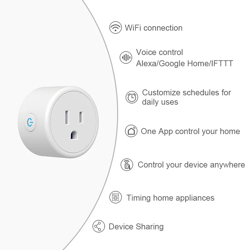 New Wifi Smart Plug Socket Remote Voice Control Smart Timer Adapter SmartLife App Smart Home For Google Alexa Wifi Smart Plug 2