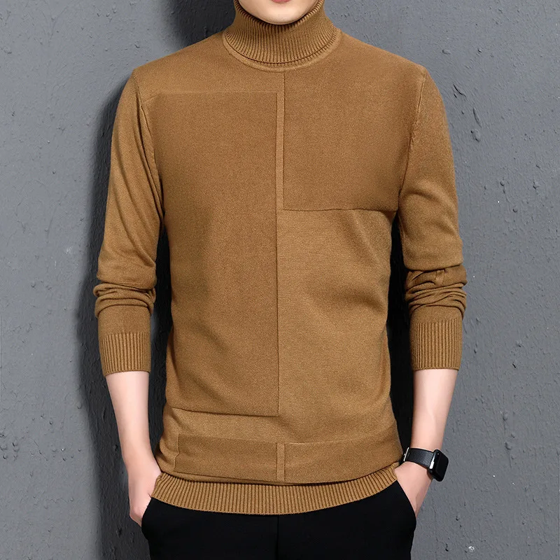 High Neck Solid Turtleneck Sweater Men 