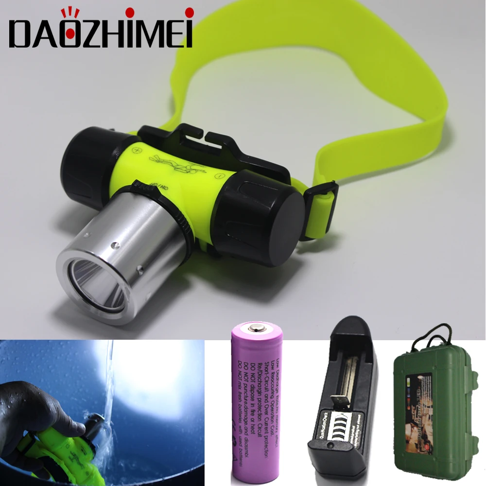Diving Flashlight Headlamp Underwater 100M 6000LM LED T6 Waterproof Headlight