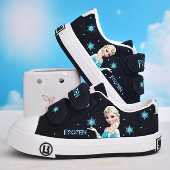 

White Girls Canvas Shoes 2020 New Spring Cartoon Aisha Casual Shoes School Children Board Baby Nursery Shoes Anti-Slippery