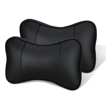 

2PCS Leather Car Neck Pillow Auto Pillows Neck Rest Seat Headrest Cushion Pad For Porsche Mercedes benz for BMW fo Audi for ford