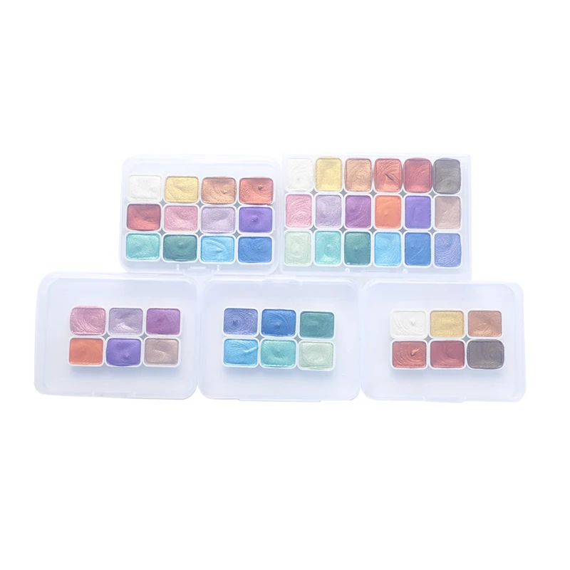 6/12/18 color Pearlescent Watercolor Pigment Pearlescent Pigment Art Metallic Glitter Acuarela School Stationery Glitter Powder