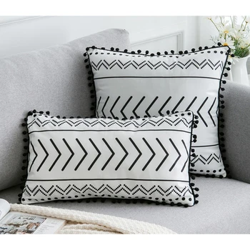 

Bohemian Silver Grey Pillows Cover Geometric Print Gray Polyester Sofa Cushion Cover Livingroom Nordic Decorative Throw Pillows