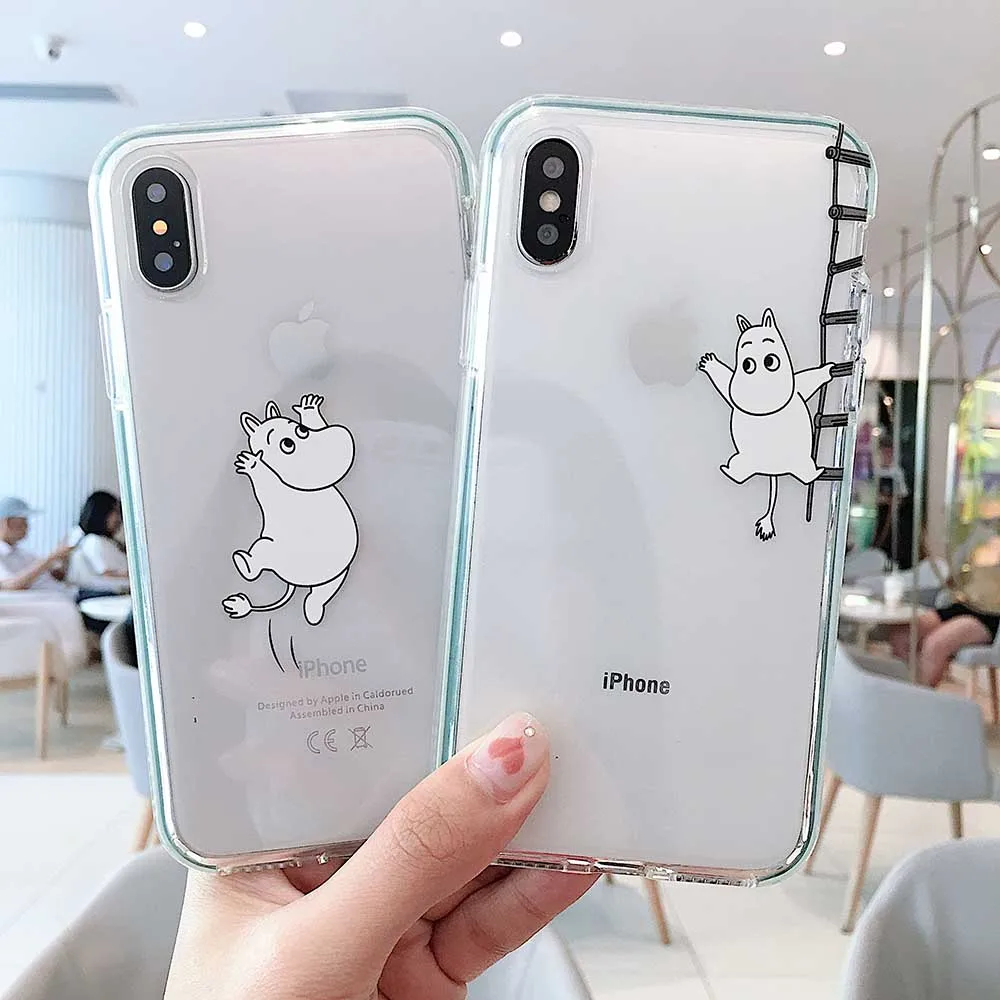 Милый мультяшный Бегемот чехол для iPhone X XR XS Max для iPhone 6 6s 7 8 plus цветной край прозрачный мягкий силиконовый чехол
