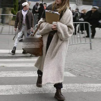 

2020 Spring New Tide Brand Street Style Solid Color Wild Women's Sweater Long Mink Fur Sweater Cardigan Jacket