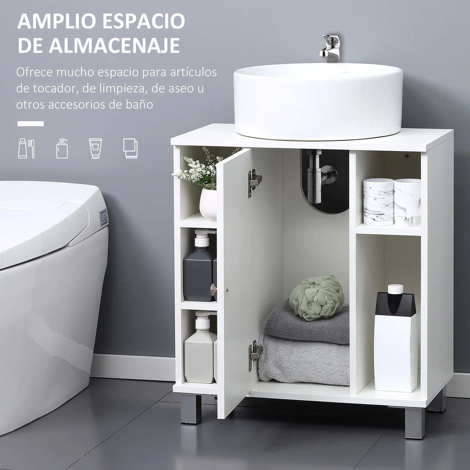 kleankin Mueble para Debajo del Lavabo Armario Bajo Lavabo de