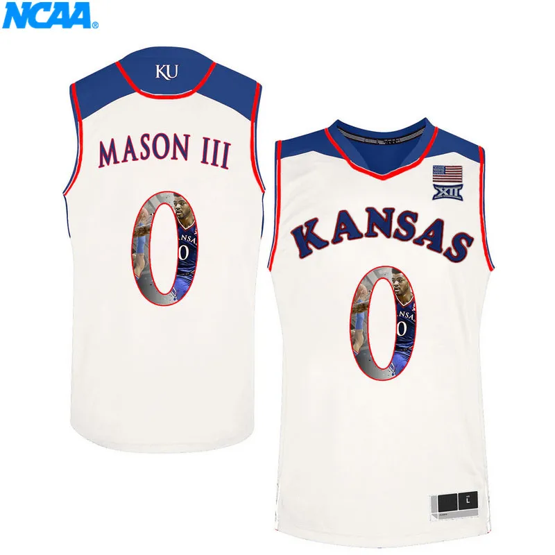 Новое поступление высокое качество Kansas Jayhawks Mason III#0 Young#21 футболка колледжа Джерси S-XXXL - Цвет: 1