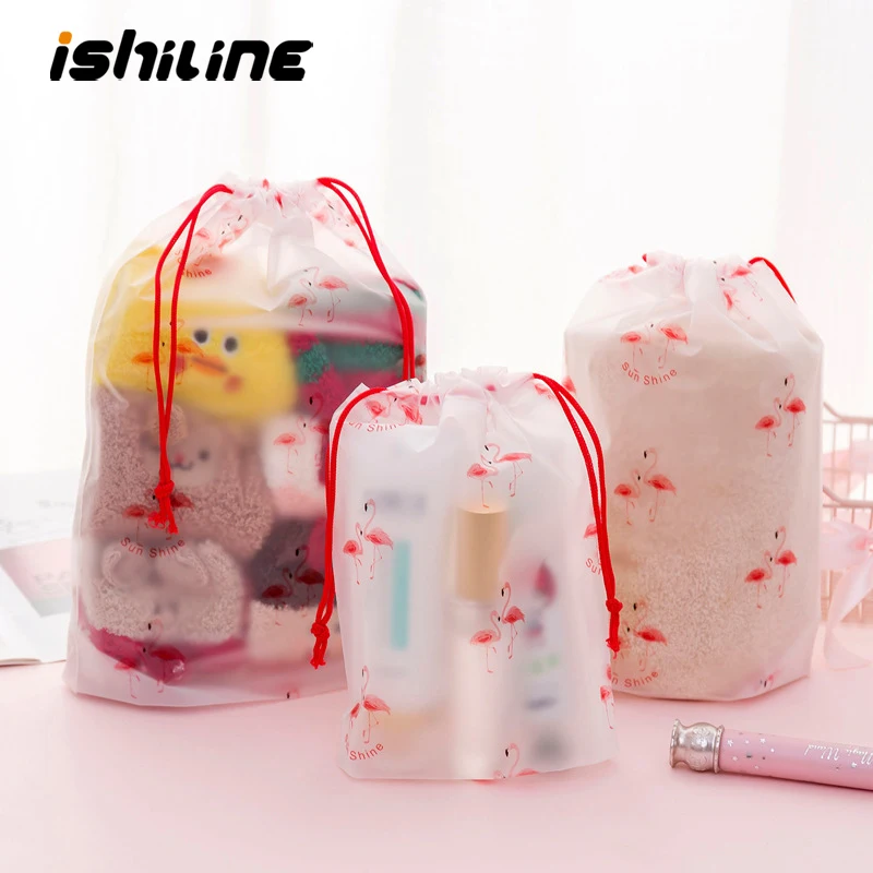 

Pink Flamingo Sundries Organizer Travel Storage Bags Transparent Zip Lock Bag Cosmetic Bathroom Toiletry Wash Bag