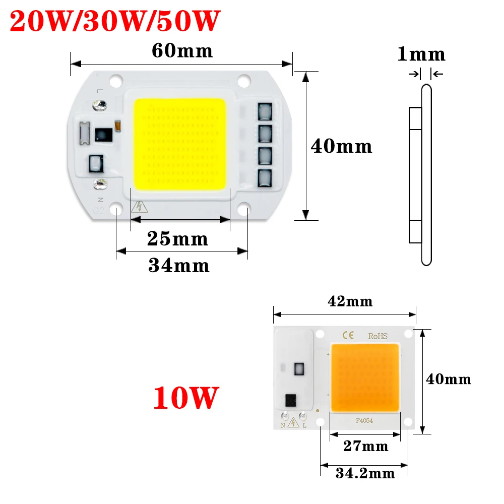 Cob LED Chip 220 В 110 50 Вт 30 20 10 проектор Светодиодная лампа без необходимости драйвер smic