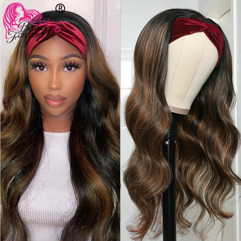 Beautyforever Balayage Ombre Highlight Headband Wig Glueless #FB30 Colored Body Wave Headband Wigs Wear And Go Human Hair Wigs 1
