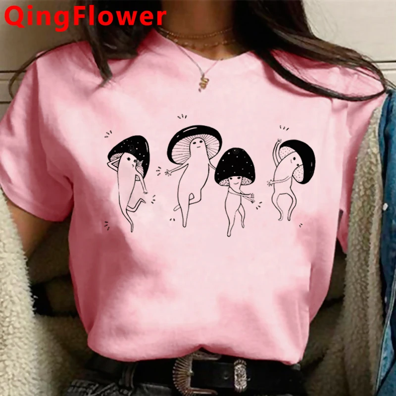 Mushroom Kawaii Ulzzang Tumblr Grunge Graphic Women T Shirt 90s Harajuku Casual Top Female Tshirt Summer Cartoon Ladies Tees cheap t shirts Tees