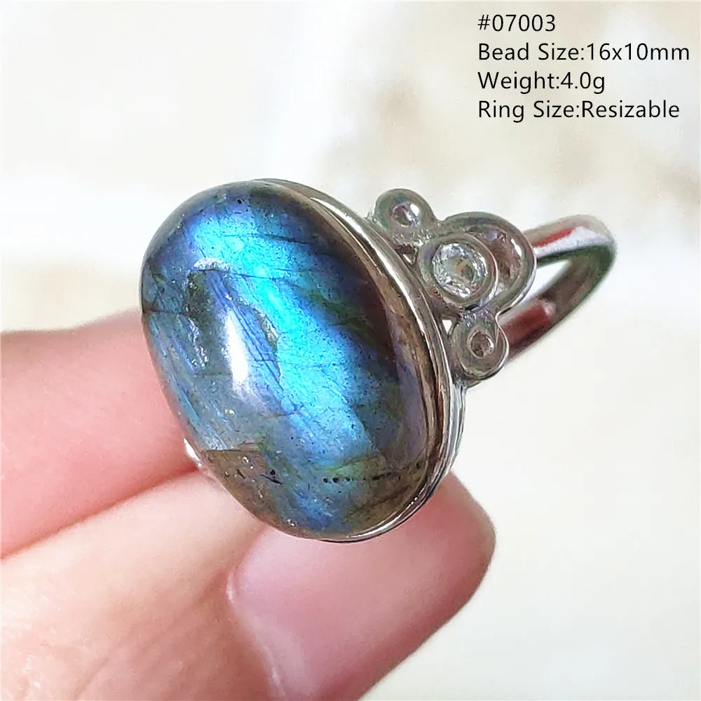 name necklace Genuine Natural Labradorite Blue Light Adjustable Ring 925 Sterling Silver Labradorite Oval Resizable Ring Jewelry AAAAAA gold necklace design