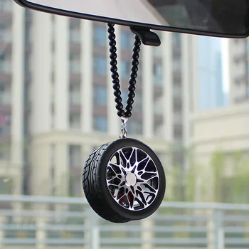 

HOT Auto Decoration Rearview Mirror Pendant Metal Wheel Keyring Car Hanging Key Chain Keyring For Auto Ornament Air Freshner Car