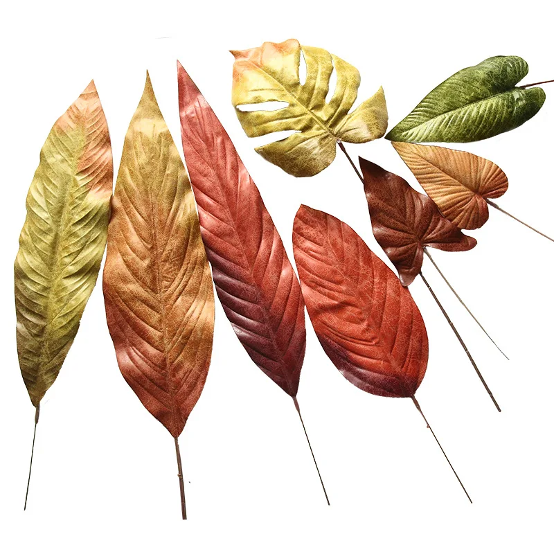 

Crack Cloth Leaf Retro Autumn Colors Palm Monstera Artificial Plants Fallen Leaves Scene Decoration