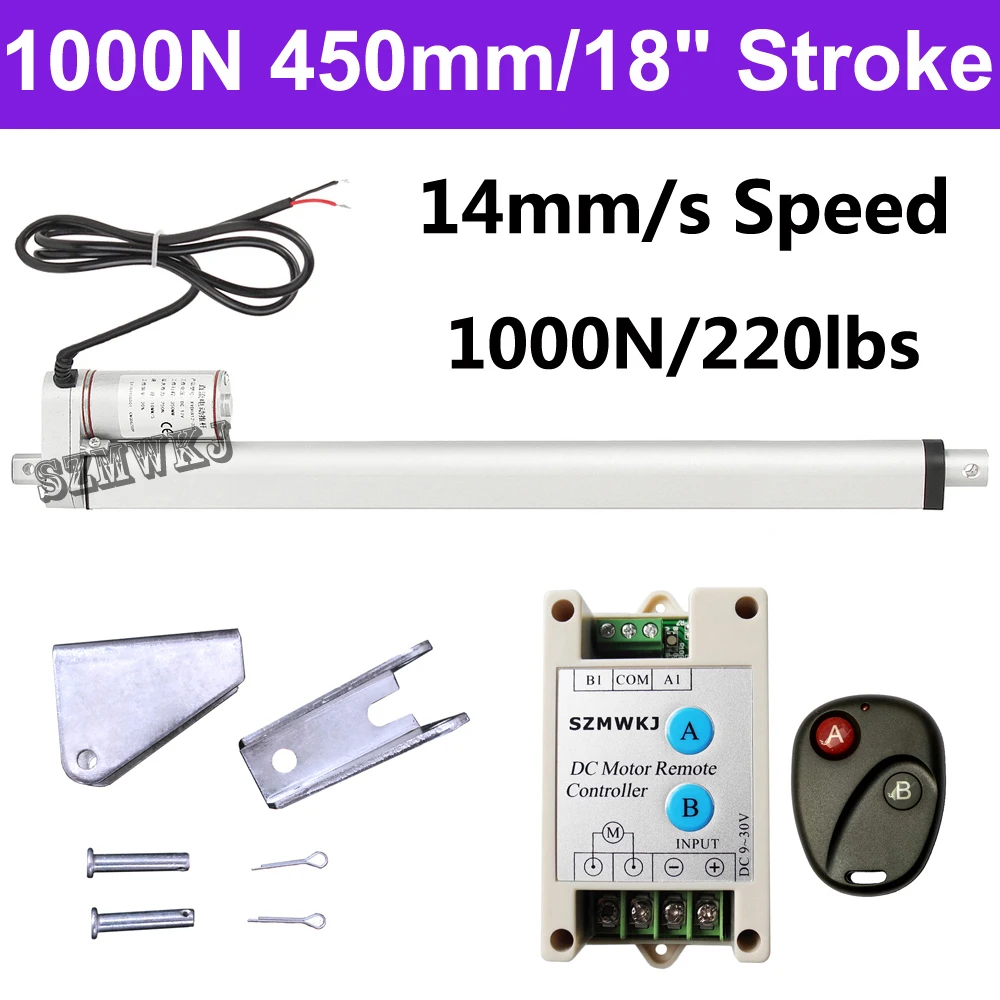 Тяжелый 1000N DC 12V 450mm 18 &quotлинейный актуатор ход 14 мм/секция Spd Открыватель двери