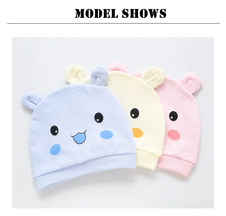Four Seasons Kids Newborn Baby Hats 100% Cotton Cap 40 Color Cartoon Cute Printed Hat Suitable for 0-12 Months Baby Accessories