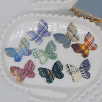 

40pcs/lot 4.3*3.5cm lattice Butterfly padded Appliques for Craft Clothes Sewing Supplies DIY Hair Clip Accessories