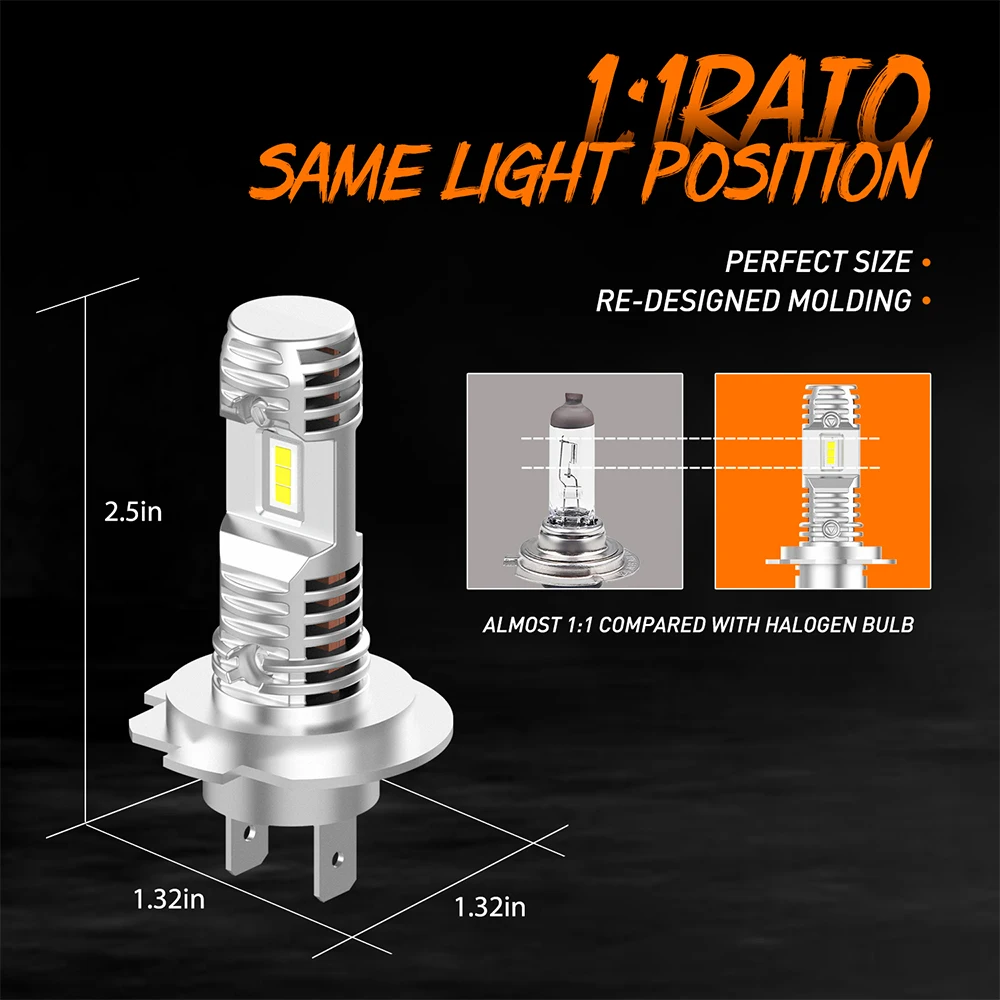 OXILAM 1PC H7 LED Motorcycle Headlight Bright White CSP LED Bulbs Car Headlight High Low Beam Canbus For Yamaha BMW Ducati Honda