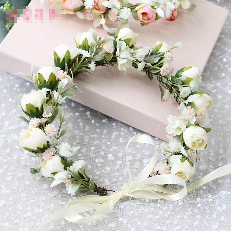 Bridal Flower Hair Band Garland Wedding Bridesmaid Sweet Rose headwear hair accessories