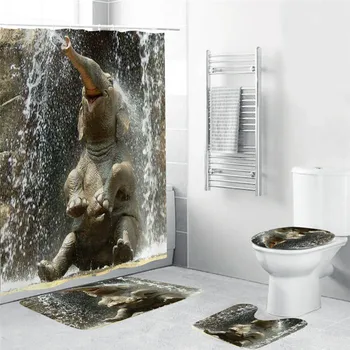 

3D Print Shower Curtains Animal Elephant Curtains for Bathroom Decor Customized Size Image Bath Curtain