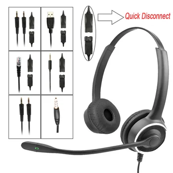 

Call Center Telephone Operator Headset Earphone with Noise canceling Mic 8 Hours Customer Service Talking Soft Earmuff Headphone