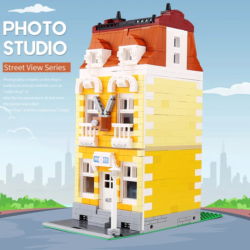 MOC Streetview строительные блоки ВИНТАЖНАЯ фотография модель пола сборка наборы