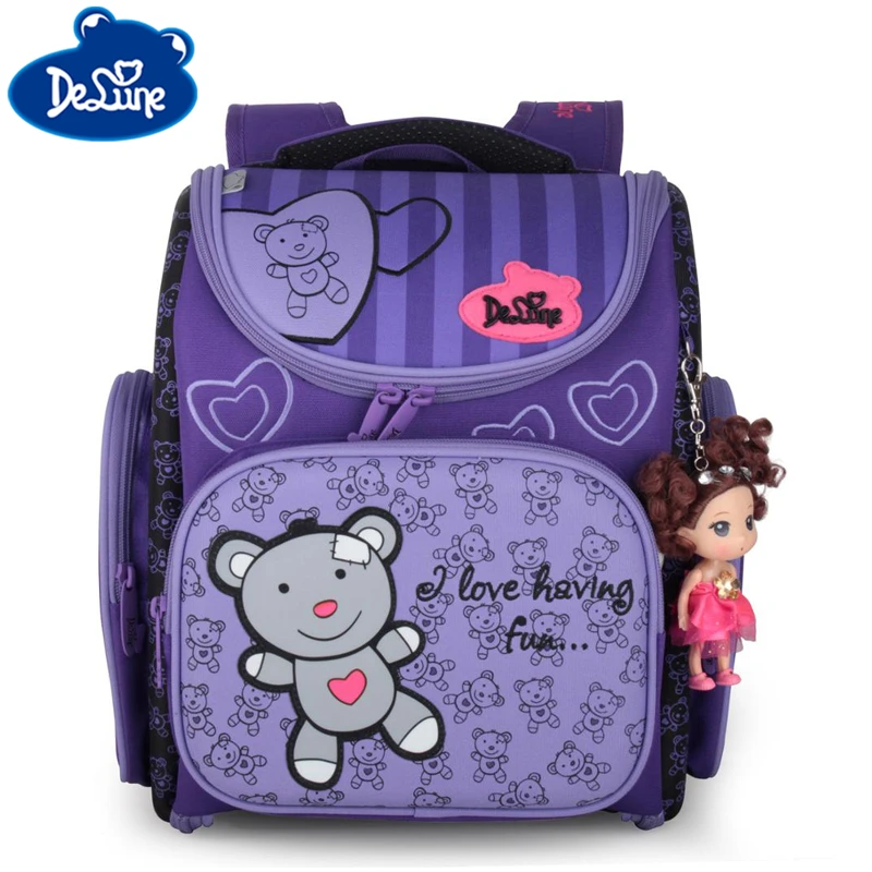 

Delune Orthopedic School Bag Bear Pattern Children School Backpacks For Girls Boys Cartoon Backpack Book Mochila Escolar