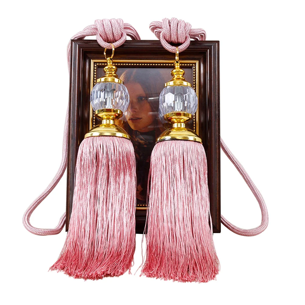 1 Pair Tassel Curtain Tieback Retro Style Euro Faux Crystal Tassels