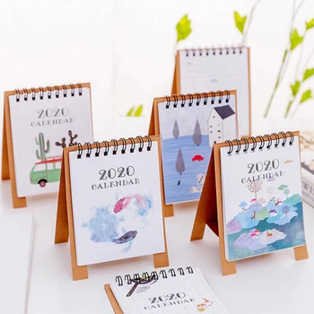 

2020 Hand Drawing Fresh Cartoon Mini Flamingo Desktop Paper Calendar dual Daily Scheduler Table Planner Yearly Agenda Organizer