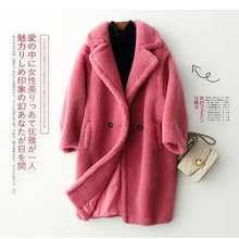 Women's Clothing Winter Coat Korean Vintage Natural Sheep Shearling Women long fur parka Warm Real Fur Coat Wool Jacket
