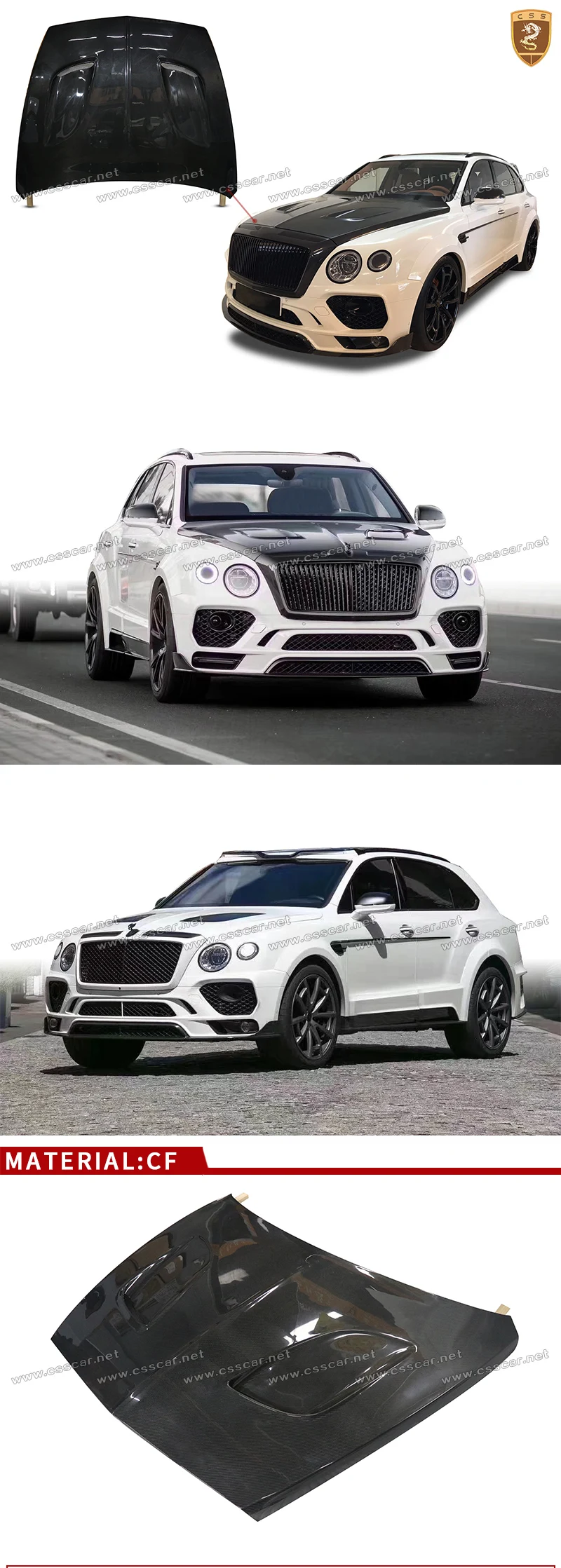 used hood scoops for sale on Csscar New Arrivals Car Tuning M Style Cover Carbon Fiber Engine Hood Scoop Bonnet For Bentley Bentayga 00161 Body Kits Aliexpress