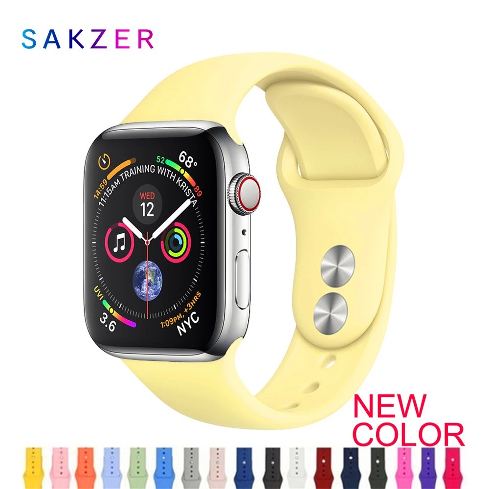 Ремешок для Apple Watch band 38 мм 42 iWatch 4 44 40 спортивный силиконовый ремень браслет correa watch