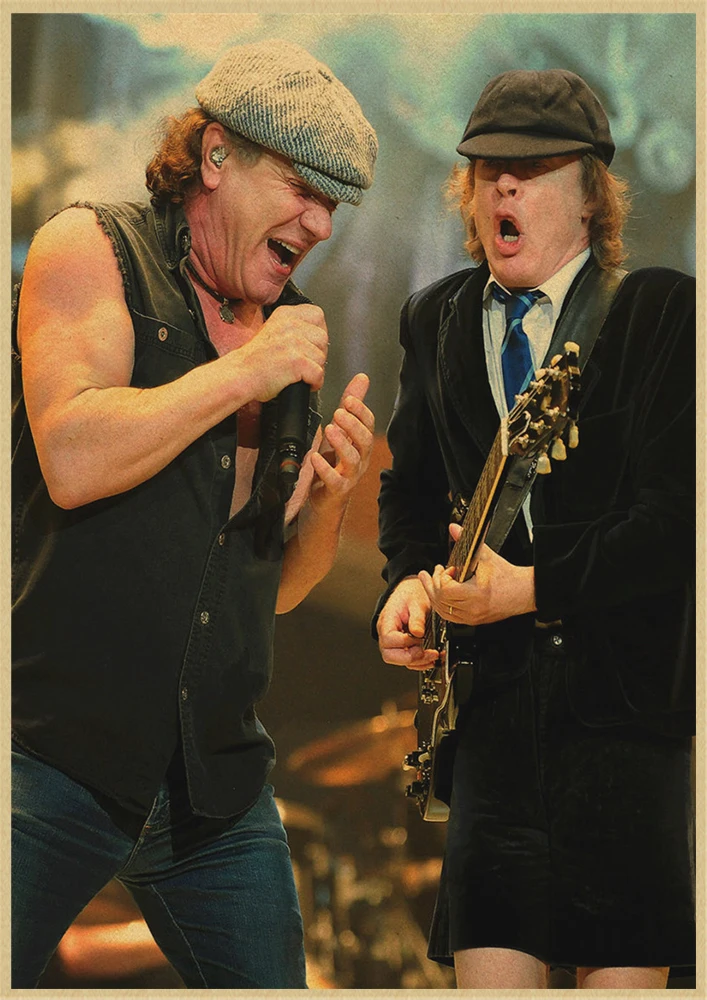 Австралийская рок-группа ACDC Malcolm Angus крафт-бумага винтажный настенный плакат стикер