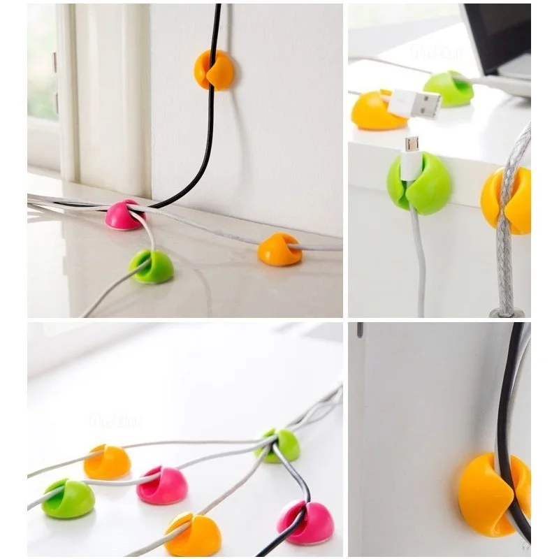 Round Clip phone Cable Winder Bobbin clamp protector Earphone Ties Organizer Wire Cord Fixer Holder Collation Management | Электроника